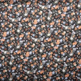 Novelty  Polyester Print - Baby flowers - Black / Blue