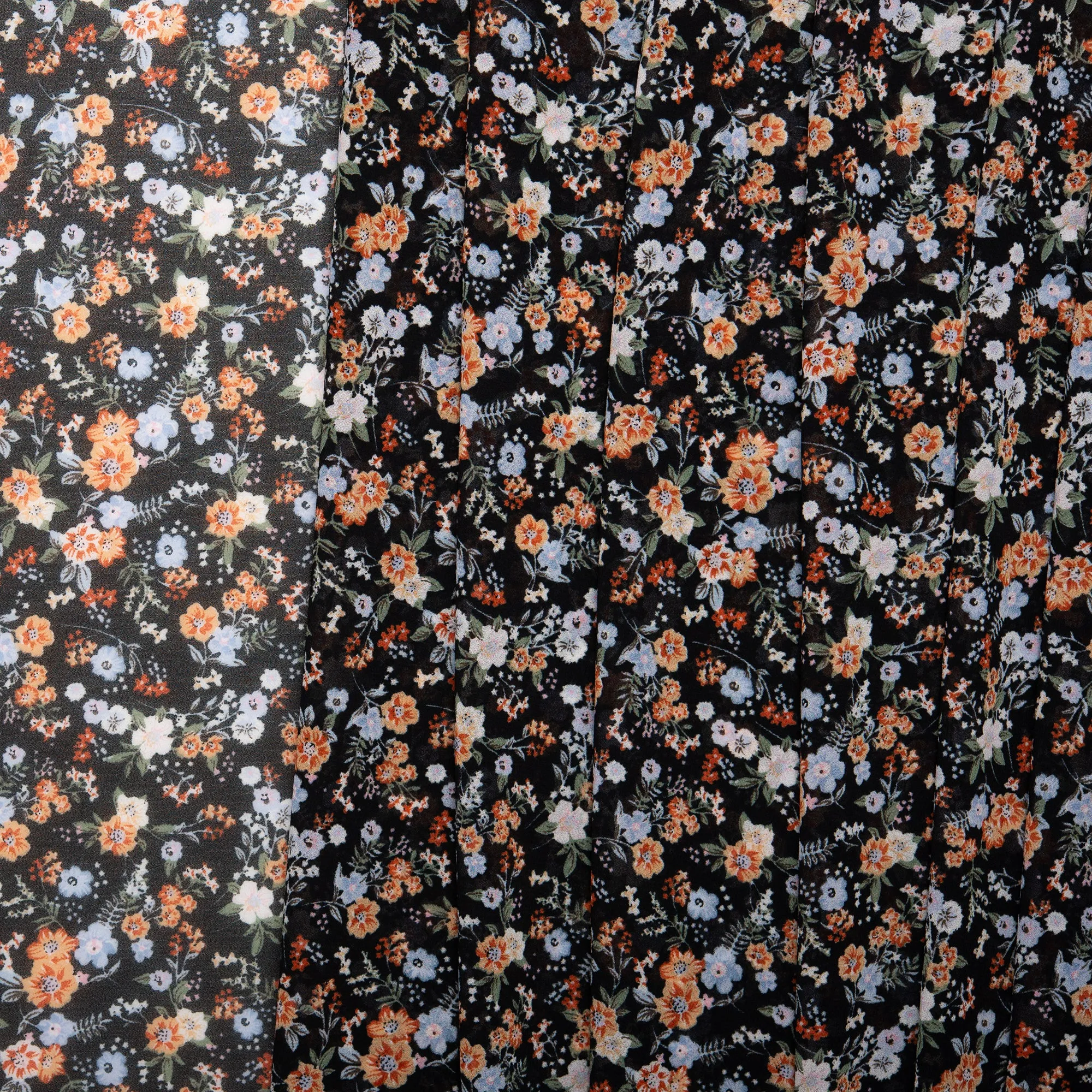 Novelty  Polyester Print - Baby flowers - Black / Blue