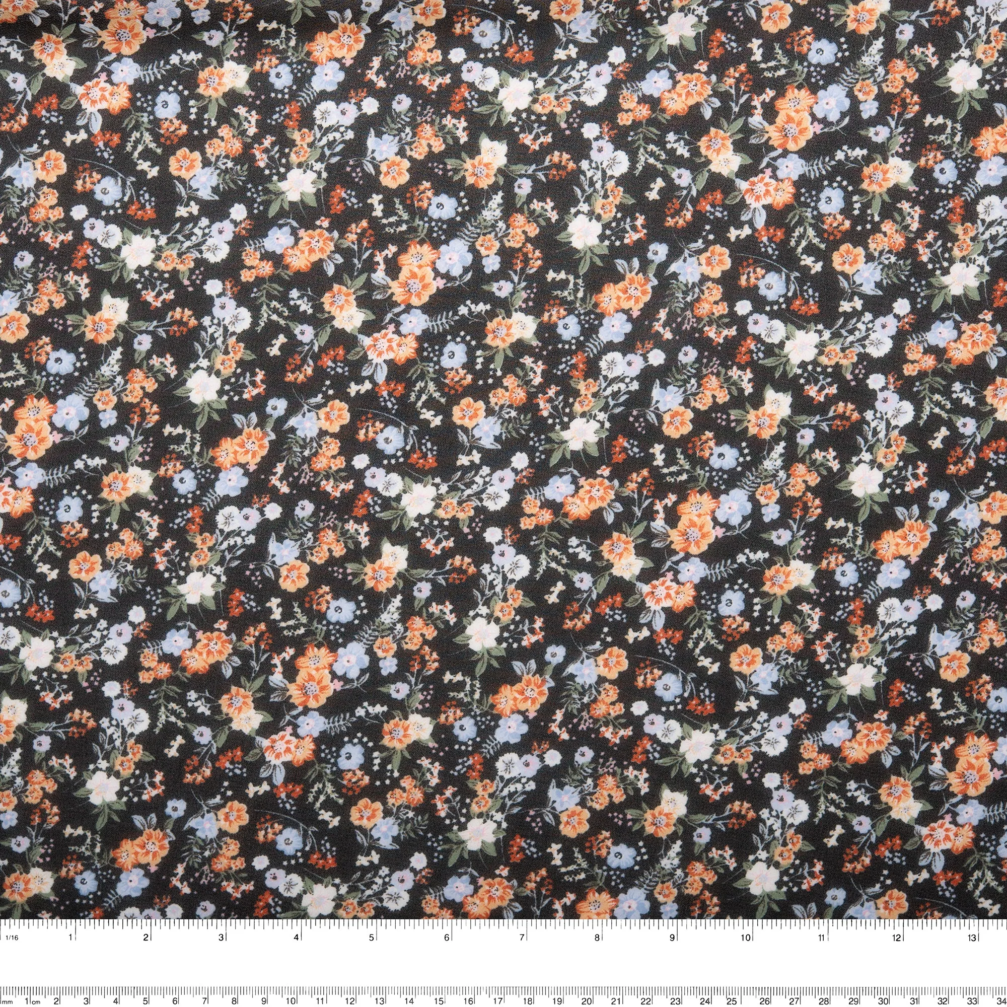 Novelty  Polyester Print - Baby flowers - Black / Blue