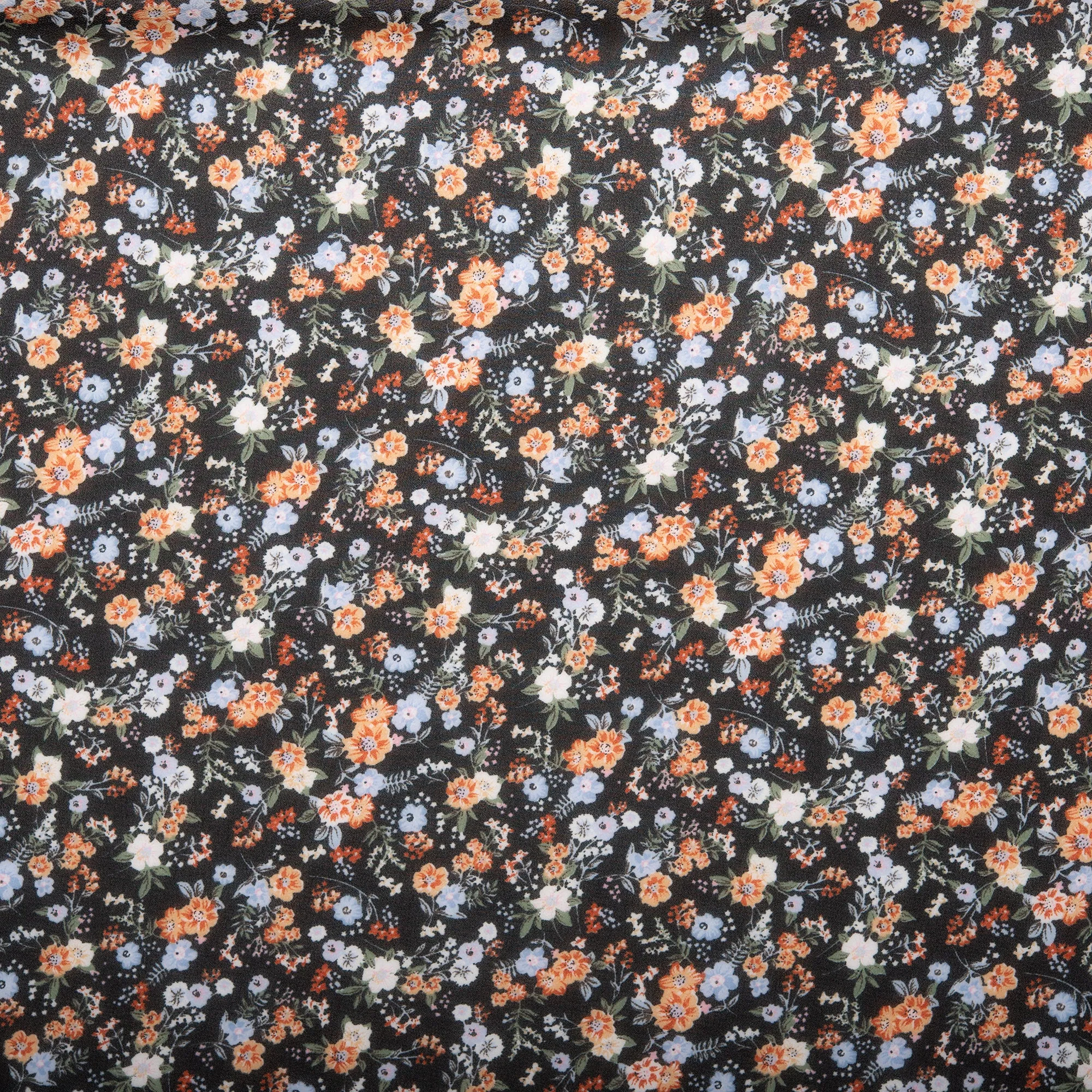 Novelty  Polyester Print - Baby flowers - Black / Blue
