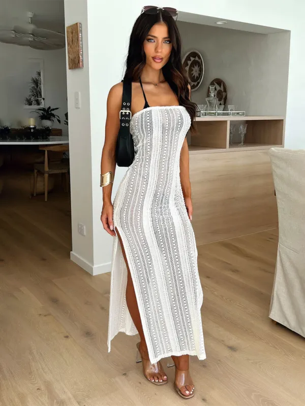 Open Knit Tube Dress Perfect for Beach Vacations