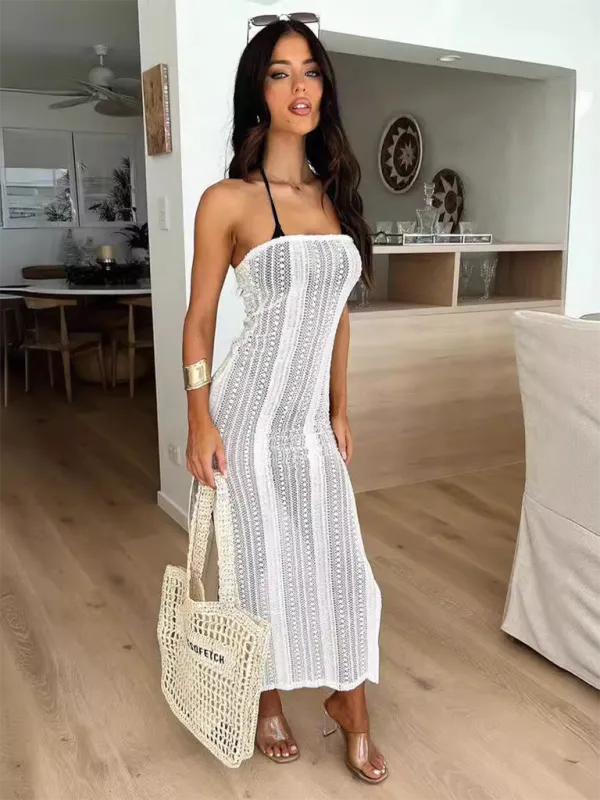Open Knit Tube Dress Perfect for Beach Vacations