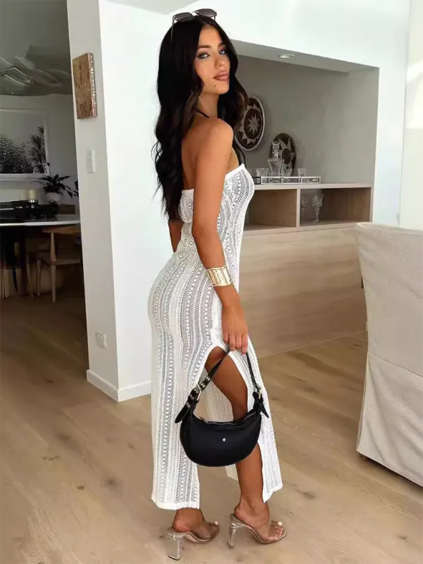 Open Knit Tube Dress Perfect for Beach Vacations