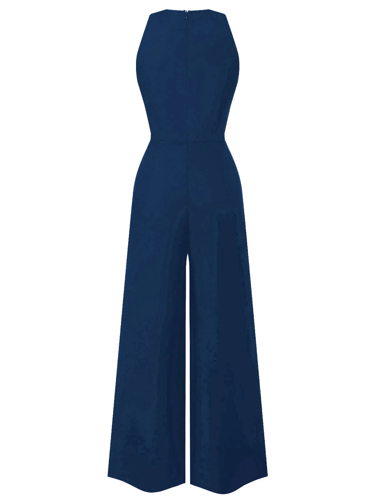 Red 1950s Sleeveless Buttoned Solid Jumpsuit