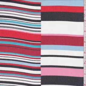 Red/Black Multi Stripe Crepe Georgette Fabric