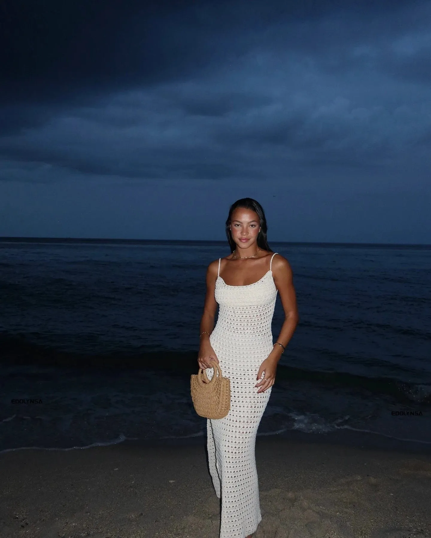Sexy Knit Cut Out Tassel Spaghetti Strap Bodycon Beach Maxi Dress Summer
