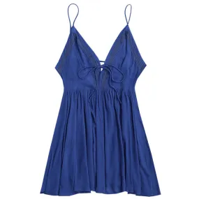 Spaghetti Strap Lace Up Mini Dress