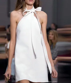 Summer Simple and Cool White S-Line Mini Dress Lady Chic