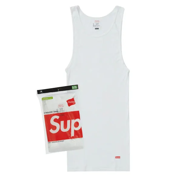 Supreme Hanes Tagless White Tank Tops (3 Pack)