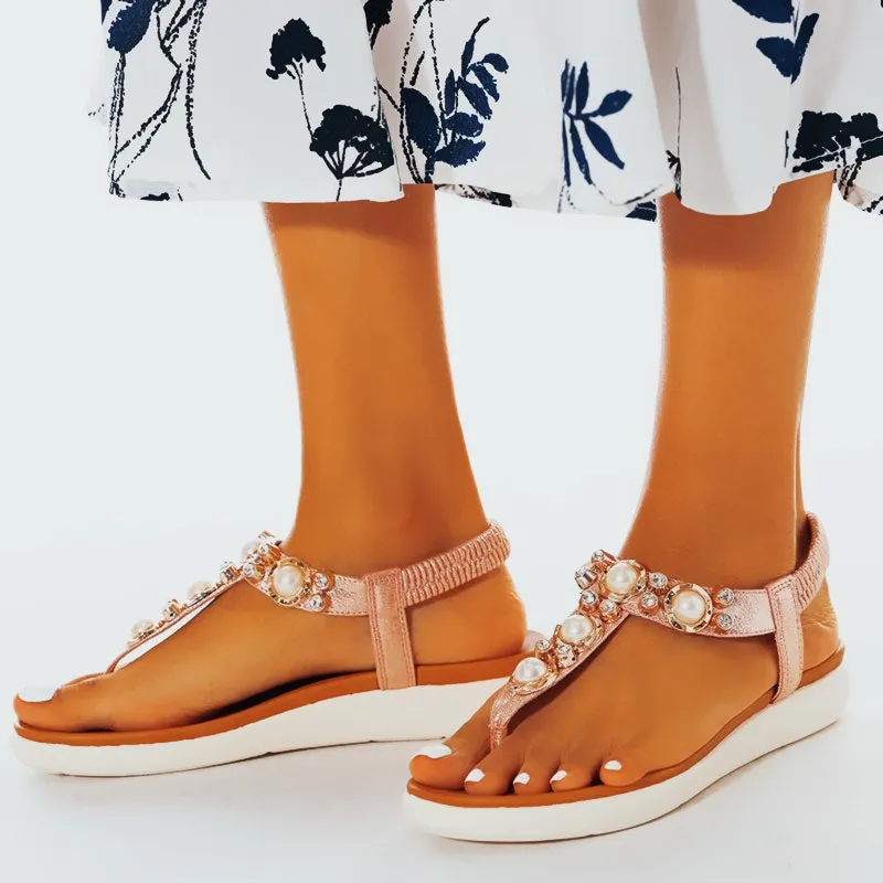 Vanccy Comfortable Pearl On Cloud Sandals
