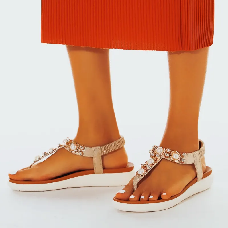 Vanccy Comfortable Pearl On Cloud Sandals