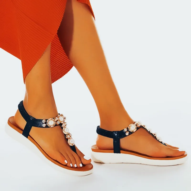 Vanccy Comfortable Pearl On Cloud Sandals