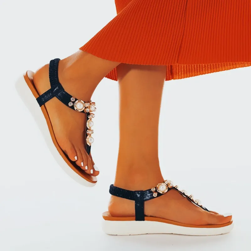 Vanccy Comfortable Pearl On Cloud Sandals