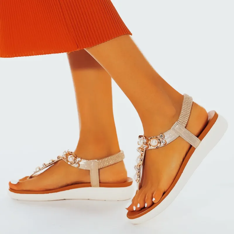 Vanccy Comfortable Pearl On Cloud Sandals