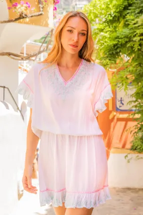 White Cotton Plus Size Blouson Dress