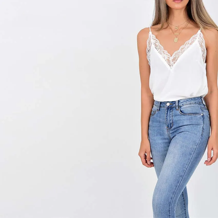 Women's Spring/Summer V-Neck Lace Tank Top