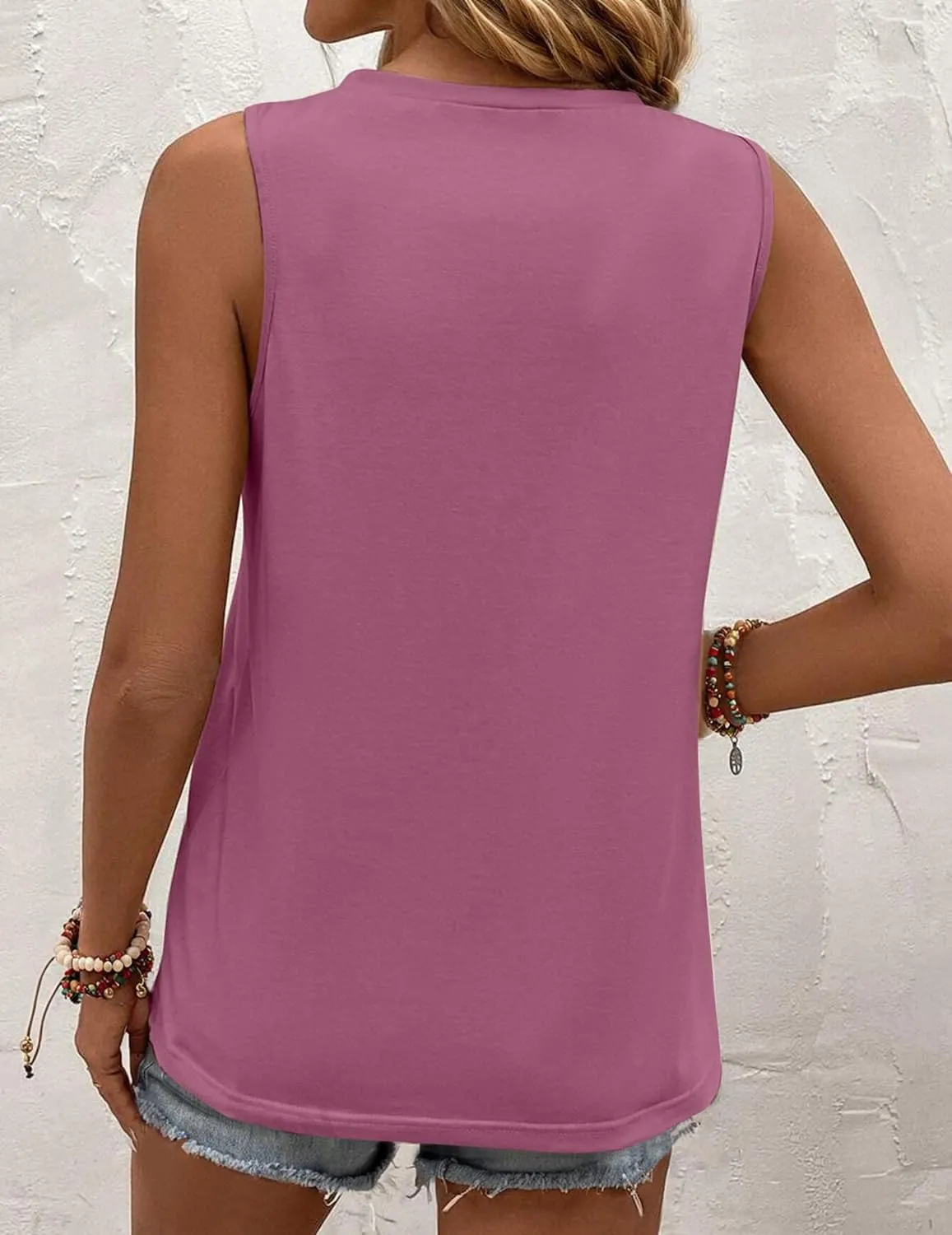 Zeagoo Summer Tank Top for Women 2024 Pleated High Neck Tops Loose Fit Flowy Dressy Tunic Sleeveless Shirts