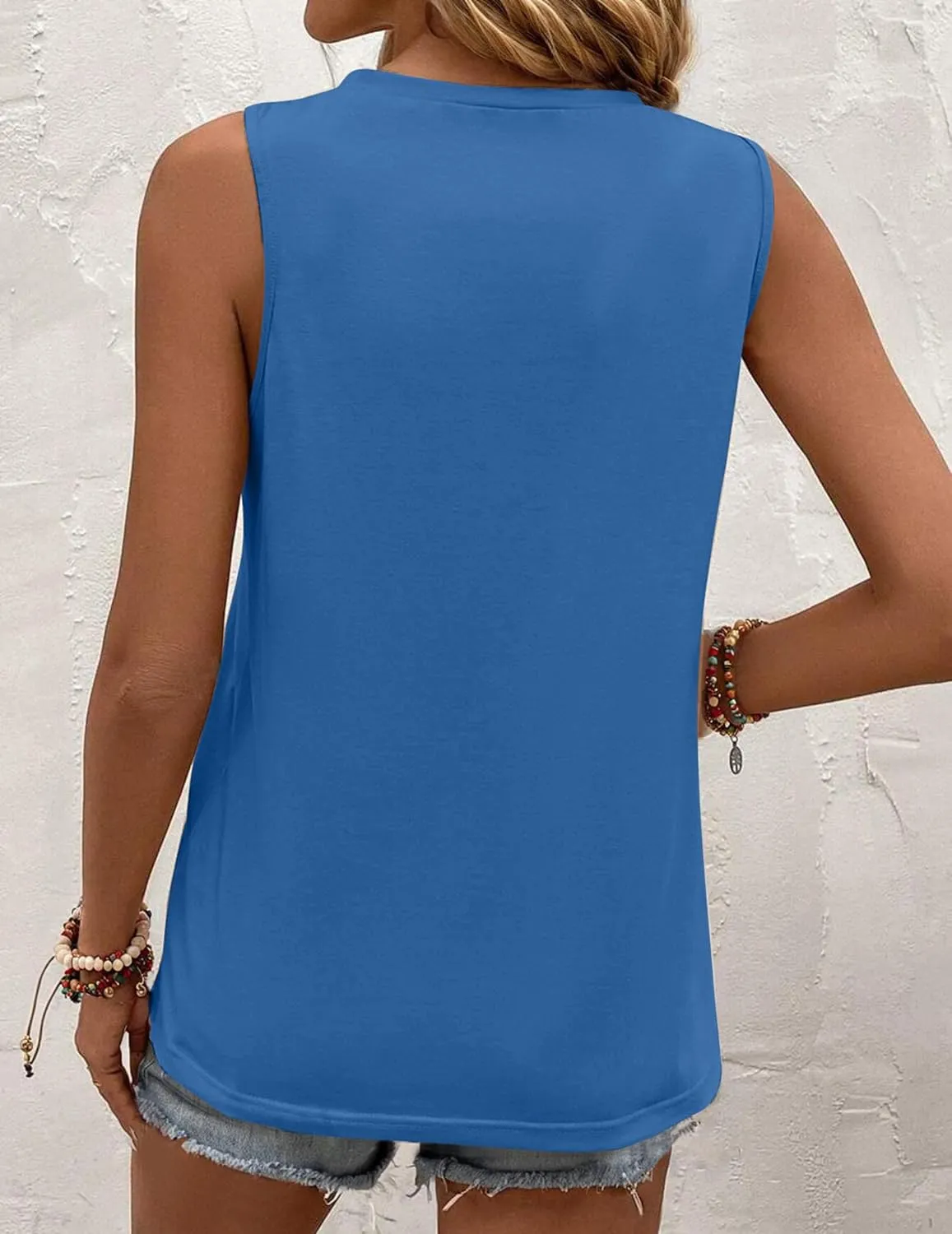 Zeagoo Summer Tank Top for Women 2024 Pleated High Neck Tops Loose Fit Flowy Dressy Tunic Sleeveless Shirts
