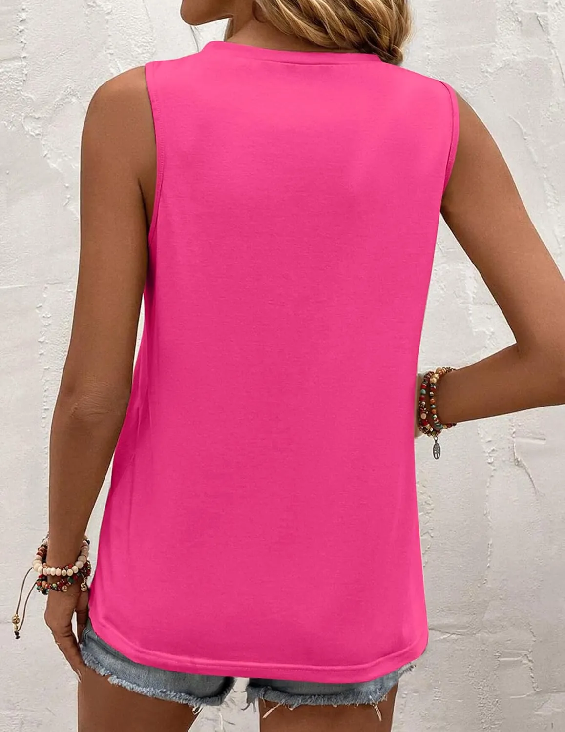 Zeagoo Summer Tank Top for Women 2024 Pleated High Neck Tops Loose Fit Flowy Dressy Tunic Sleeveless Shirts