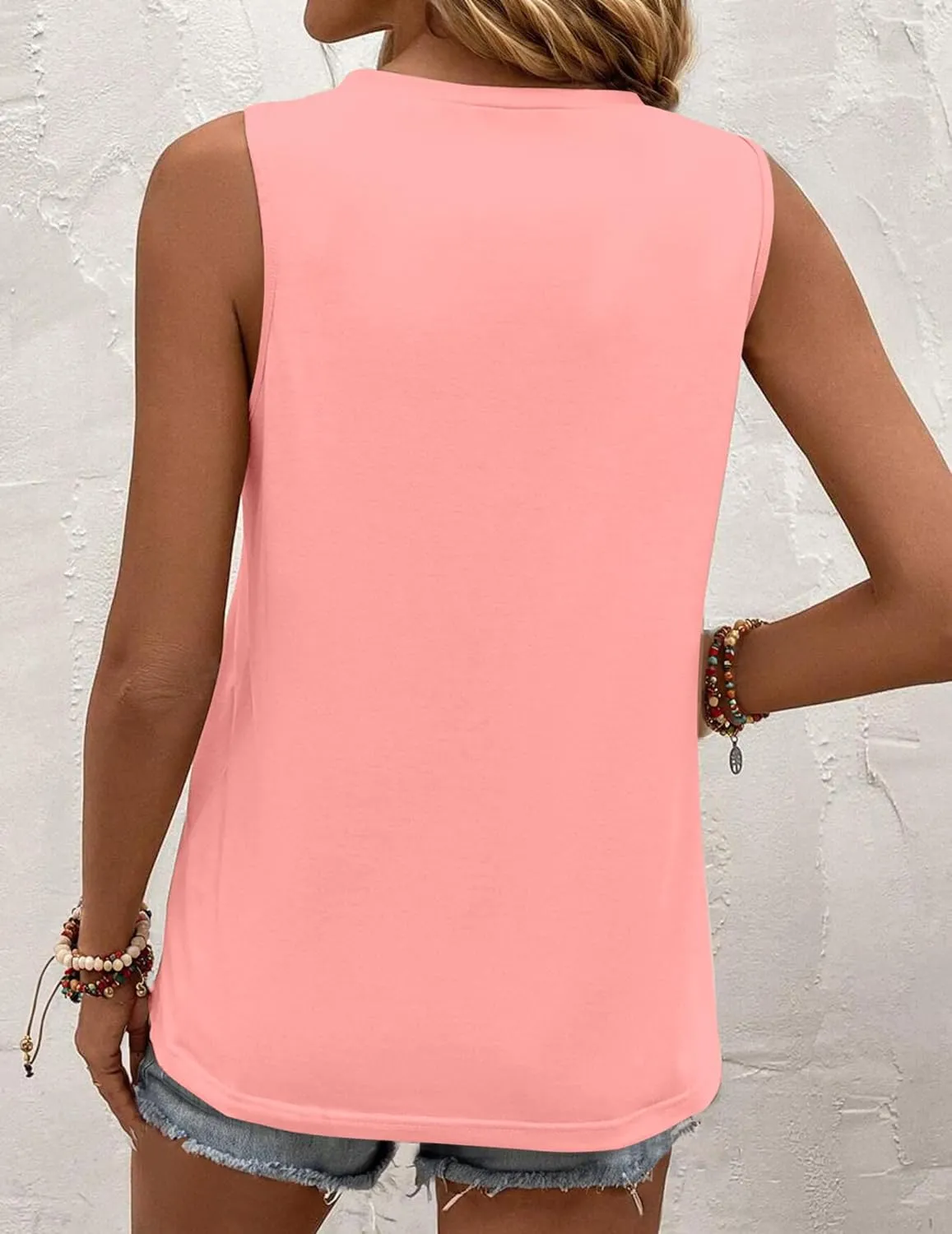 Zeagoo Summer Tank Top for Women 2024 Pleated High Neck Tops Loose Fit Flowy Dressy Tunic Sleeveless Shirts