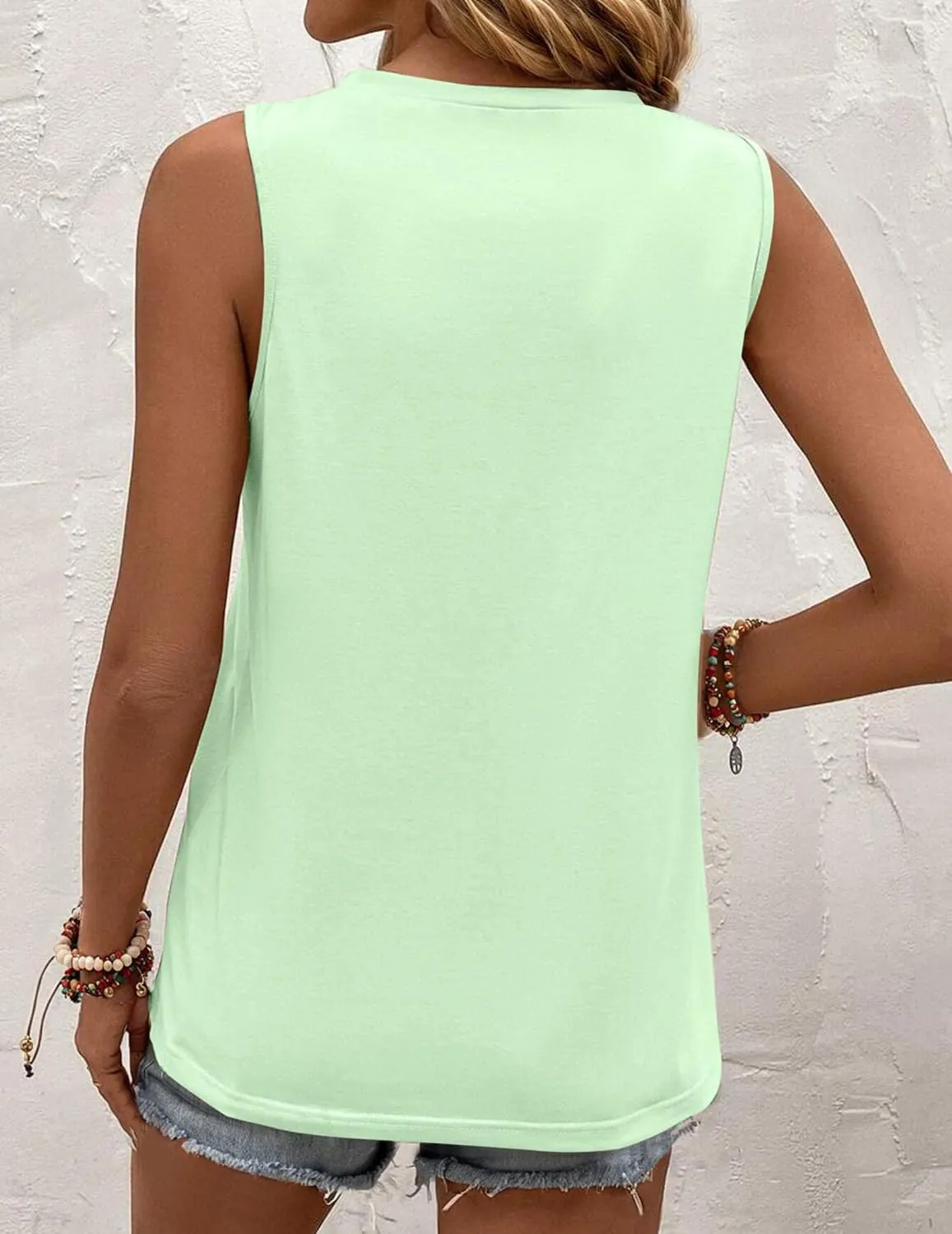 Zeagoo Summer Tank Top for Women 2024 Pleated High Neck Tops Loose Fit Flowy Dressy Tunic Sleeveless Shirts