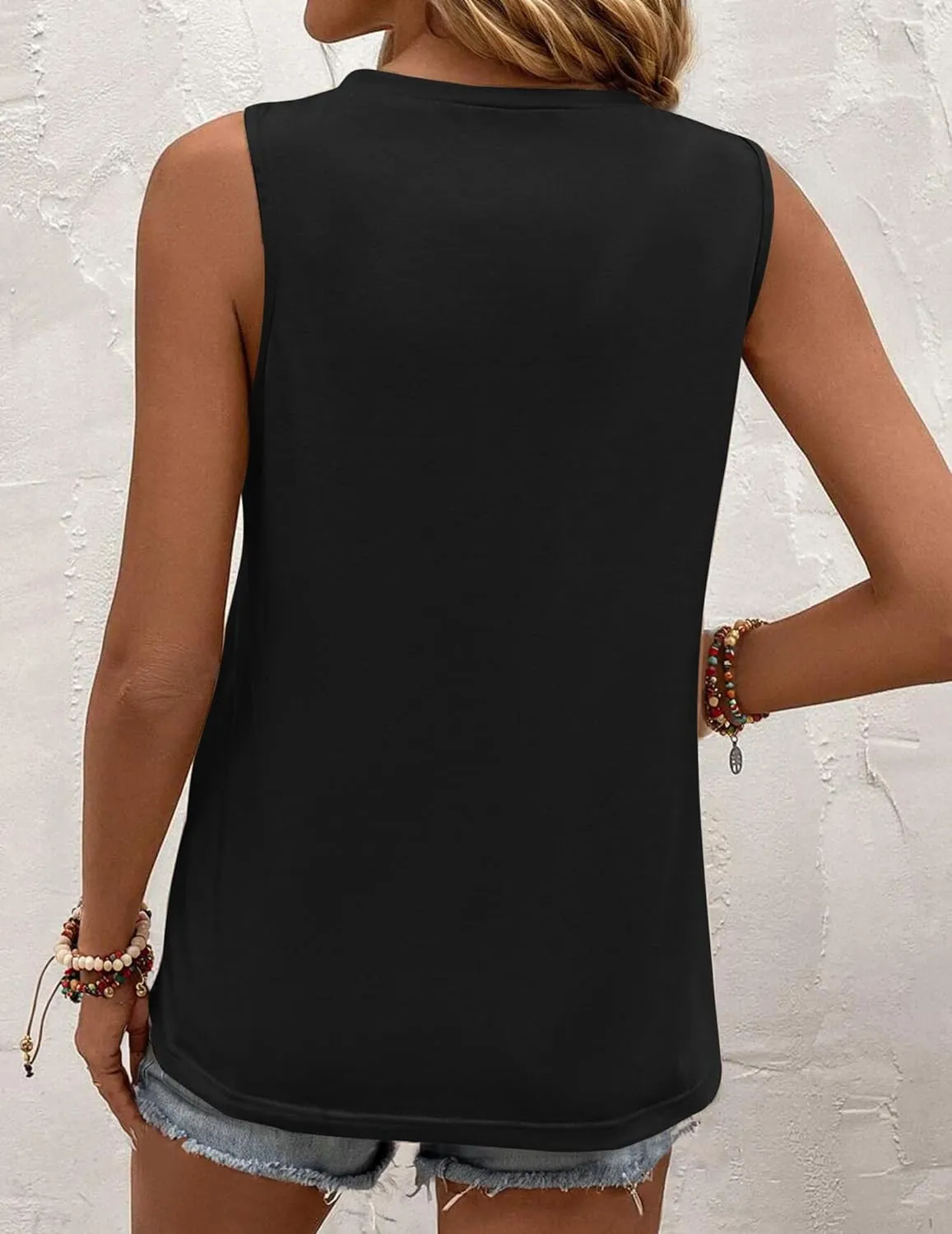 Zeagoo Summer Tank Top for Women 2024 Pleated High Neck Tops Loose Fit Flowy Dressy Tunic Sleeveless Shirts
